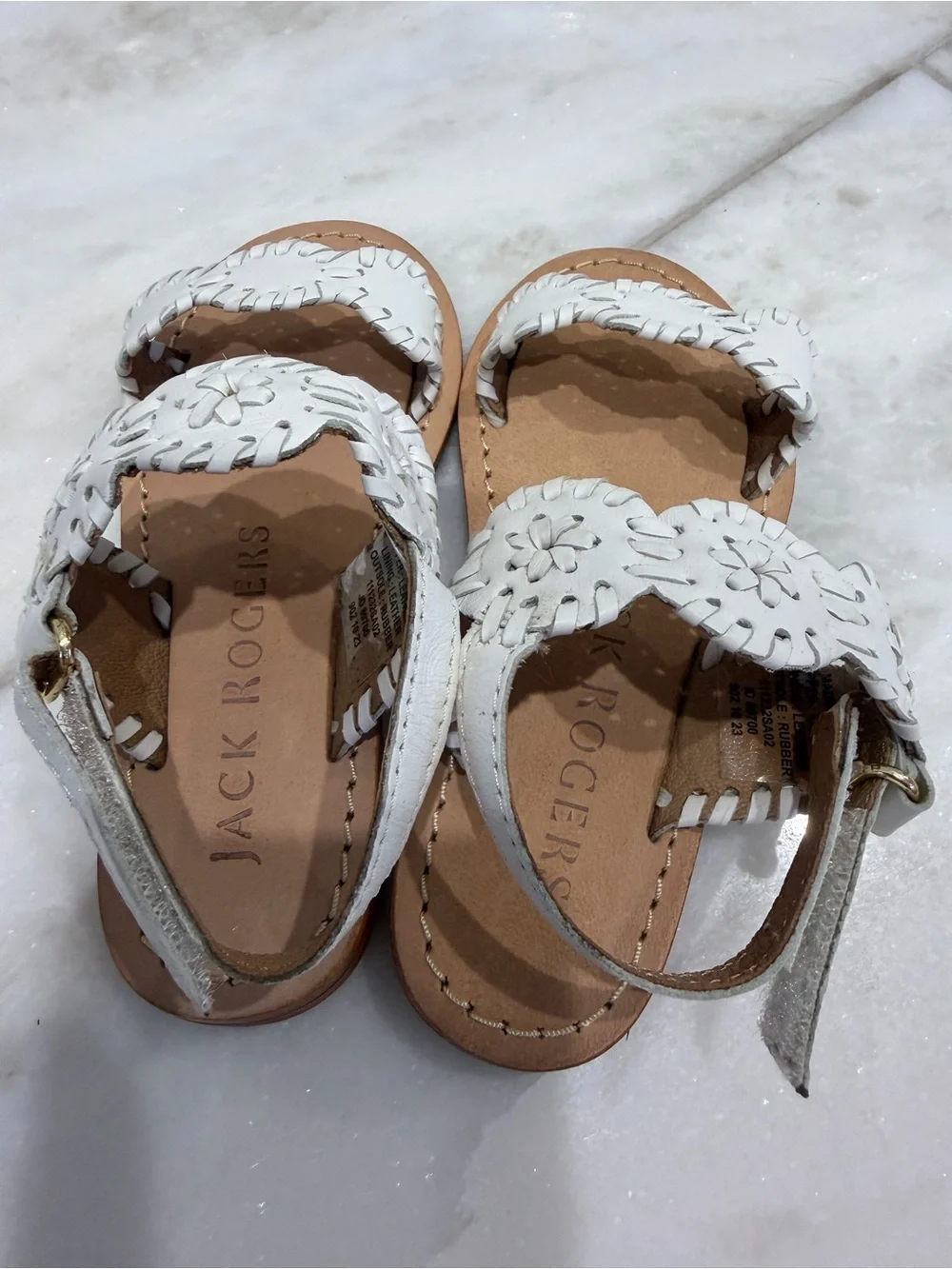 NWOT Size 9 Toddler Girls Jack Rogers White Leather Laurin Sandals